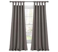 Lush Decor, Paire de Rideaux de fenêtre occultants isolants avec languettes nouées, Gris foncé, 213,4 x 132,1 cm, 213,4 x 132,1 cm