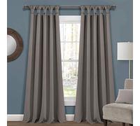 Lush Decor, Paire de Rideaux de fenêtre occultants isolants avec languettes nouées, Gris foncé, 241,3 x 132,1 cm, 241,3 x 132,1 cm