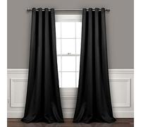 Lush Decor Paire de Rideaux occultants à œillets isolés, 132,1 cm de Large x 241,3 cm de Long, Noir
