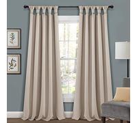 Lush Decor Paire de Rideaux occultants isolants avec languettes nouées sur Le Dessus, 132,1 cm de Large x 241,3 cm de Long, blé - Rideaux occultants Traditionnels et français pour Salon, Chambre à