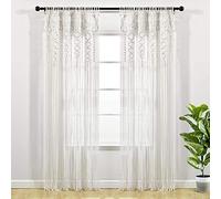Lush Decor Panneau de fenêtre en Coton texturé macramé bohème - Panneau Simple, 101,6 cm de Large x 241,3 cm de Long, Blanc - Séparateur de pièce de Porte - Mariage ou décoration Murale - Rideau en
