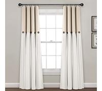 Lush Decor Panneau de Rideau de fenêtre en Lin 100% doublé, 101,6 x 213,4 cm (l x L), Lin - Rideaux occultants à Blocs de Couleurs - Rideaux de Style Rustique pour Chambre à Coucher, Salon et Salle à