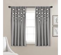 Lush Decor Panneau de Rideau de fenêtre en Lin avec Pompons bohème (Panneau Simple), 160 cm (L) x 132,1 cm (l), Gris foncé