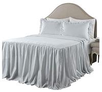 Lush Decor Parure de lit 3 pièces légère à Rayures en coutil Bleu lac Style Rustique Shabby Chic pour très Grand lit