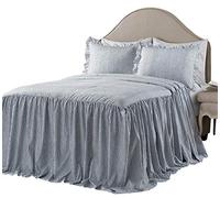 Lush Decor Parure de lit 3 pièces légère à Rayures en coutil Bleu Marine, Style Rustique Vintage Chic, en Polyester pour lit Deux Places