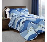Lush Decor Parure de lit 3 pièces Motif Requin Bleu pour lit Double/Grand lit