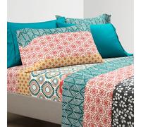 Lush Decor Parure de lit Douce 6 pièces à Rayures bohémiennes, très Grand lit, Turquoise et Orange