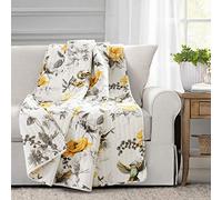 Lush Decor Penrose Couverture Florale Jaune et Gris 60 x 50 cm