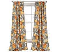 Lush Decor Poppy Garden Paire de Rideaux filtrant la lumière pour Salon, Salle à Manger, Chambre à Coucher, 213,4 cm de Long, Jaune et Gris