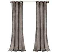 Lush Decor Prima Paire de Rideaux en Velours filtrant la lumière pour Salon, Salle à Manger, Chambre à Coucher, 241,5 cm de Longueur, Gris
