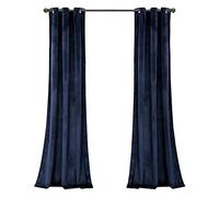 Lush Decor Prima Velvet Curtains Solid Color Room Dark Room Set de Panneaux de fenêtre pour Salon, dîner, Chambre (Paire), 95" x 38", Bleu Marine, L