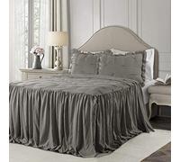 Lush Decor Ravello Lot de 3 Couvre-Lits plissés à Volants Gris foncé