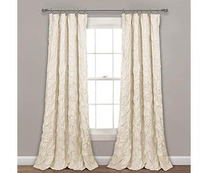 Lush Decor Ravello Rideau Simple à Nervures Style Rustique Vintage Chic, 132,1 cm de Large x 213,4 cm de Long, Ivoire