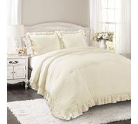 Lush Decor Reyna Couverture tricotée Douce à Volants en Polyester, Ivoire, Grand lit