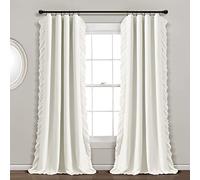Lush Decor Reyna Panneau de Rideau de fenêtre à Volants 100% doublé et occultant, Panneau Simple, 137,2 x 213,4 cm (l x L), Blanc - Rideau occultant Fluide - Rideaux à Volants de Style Rustique pour