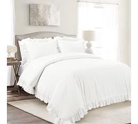 Lush Decor Reyna Parure de lit 3 pièces 100% Coton, lit Double/Grand lit, Blanc Pur