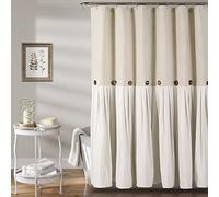 Lush Decor Rideau de Douche à Boutons en Lin, 182,9 x 198,1 cm (Largeur x Longueur)