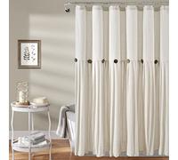 Lush Decor Rideau de Douche à Boutons en Lin, Blanc cassé, 183 x 183 cm