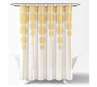 Lush Decor Rideau de Douche à Rayures en Tissu Mandala Bohème Damassé Motif Mandala Jaune 72 cm
