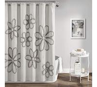 Lush Decor Rideau de Douche à Volants Motif Floral Shabby Chic Style Rustique Blanc 72 x 72 cm, Polyester, Gris Clair, 72 inches x 72 inches