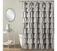 Lush Decor Rideau de Douche à Volants Style Vintage Chic Style Ferme, Gris Clair, 183 x 183 cm