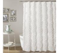 Lush Decor - Rideau de Douche, éléments Essentiels de Salle de Bain texturés, décoration d'intérieur Vintage (Volants Blanc Diamant, 183 x 182,9 cm)