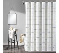 Lush Decor Rideau de Douche en Coton Teint à Rayures ombrées, 182,9 cm de Large x 182,9 cm de Long, Jaune et Gris - Rayures touffetées colorées - Rideau de Douche ombré - Décoration de Salle de Bain