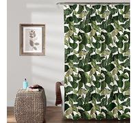 Lush Decor, Rideau de Douche en Tissu imprimé Feuille forêt Tropicale île Verte 183 x 183 cm