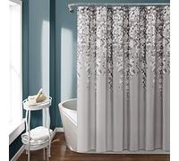 Lush Decor Rideau de Douche Motif Fleurs pleurantes Gris Simple 183 x 183 cm
