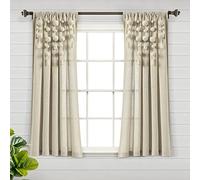 Lush Decor Rideau de fenêtre bohème à Pompons (Panneau Simple), 160 cm de Long x 132,1 cm de Large, Lin foncé