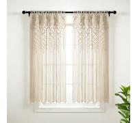 Lush Decor Rideau de fenêtre en Coton texturé macramé bohème, séparateur de pièce, Porte, décoration Murale, 160 cm (L) x 101,6 cm (l), Neutre