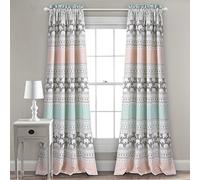 Lush Decor Rideaux à Rayures éléphant filtrant la lumière pour Salon, Salle à Manger, Chambre à Coucher (Paire), 132,1 x 213,4 cm (l x L), Turquoise et Rose
