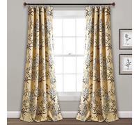Lush Decor Rideaux Jardin botanique avec imprimé Floral et Oiseaux filtrant la lumière pour Salon, Salle à Manger, Chambre à Coucher, Jaune, 132,1 x 241,3 cm (l x L), Lot de Deux