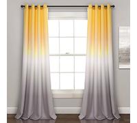Lush Decor Rideaux ombrés Fiesta filtrant la lumière pour Salon, Salle à Manger, Chambre à Coucher (Paire), 132,1 cm de Large x 213,4 cm de Long, Jaune et Gris