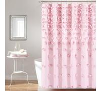 Lush Decor Riley Rideau de Douche, 182,9 cm de Large x 182,9 cm de Long, Lilas - Rideau de Douche de Luxe avec nœuds - Texture Charmante - Accessoire de Salle de Bain Magnifique et élégant -