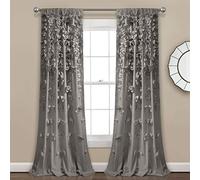 Lush Decor Riley Rideau de fenêtre, 84 par 137,2 cm, Gris