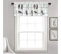 Lush Decor Rowley Birds Cantonnière filtrant la lumière, Panneau Simple, 132,1 cm de Large x 45,7 cm de Long, Bleu et Gris - Motif Floral coloré - Rideau d'oiseaux fantaisiste et ludique - Décoration