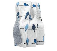Lush Decor Rowley Couverture réversible Motif Oiseaux, 127 x 152,4 cm (l x L), Rustique pour lit, canapé, Bleu Marine