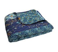 Lush Decor Royal Empire Couverture d'automne réversible en coton rayé, 127 x 152,4 cm (l x L), motif bohème coloré paon, bleu, matelassé, pour lit, canapé ou chaise