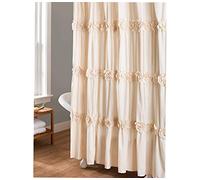 Lush Decor Shower Curtain Darla Rideau de Douche froncé pour Salle de Bain, Motif Floral, 183 x 183 cm, Ivoire, Polyester et Coton, 182,88 x 182,88 cms