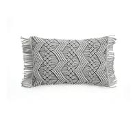 Lush Decor Studio Housse de Coussin décorative en macramé Motif Chevron Gris 33 x 50,8 cm