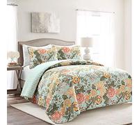 Lush Decor Sydney Parure de lit 3 pièces Bleu/Vert King Size