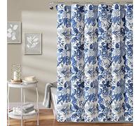 Lush Decor Sydney Rideau de Douche Bleu Marine et Blanc 183 x 183 cm
