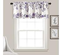 Lush Decor Tanisha Rideau cantonnière filtrant la lumière, imprimé Floral de Vigne, Beau, Moderne, élégant, décoration d'intérieur, 132,1 cm de Large x 45,7 cm de Long, Violet et Gris