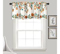 Lush Decor Tanisha Rideau cantonnière filtrant la lumière, imprimé Floral de Vigne, Beau, Moderne, élégant, décoration d'intérieur, 132,1 cm de Large x 45,7 cm de Long, Mandarine et Turquoise