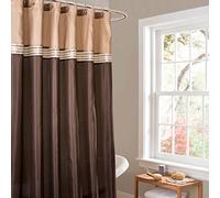 Lush Decor Terra Rideau de Douche en Tissu rayé Neutre pour Salle de Bain, 183 cm de Large x 183 cm de Long, Marron et Beige