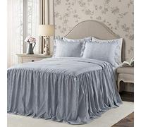 Lush Decor Ticking Stripe Bedspread Navy Shabby Chic Farmhouse Style Light Lot de 3 pièces King