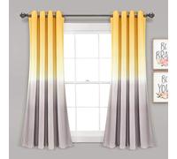 Lush Decor Umbre Fiesta Paire de Rideaux de fenêtre filtrant la lumière, 132,1 cm de Large x 160 cm de Long, Jaune et Gris