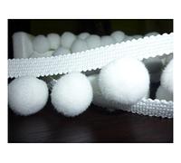 LushFabric - XL Pom Pom Frange Garniture Bobble Galon - Taille XL Pom Poms 2 cm - Meilleure Qualité (Vendu par 5 mètres) (Blanc)