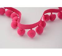 LushFabric - XL Pom Pom Frange Garniture Bobble Galon - Taille XL Pom Poms 2 cm - Meilleure Qualité (Vendu par 5 mètres) (Framboise)